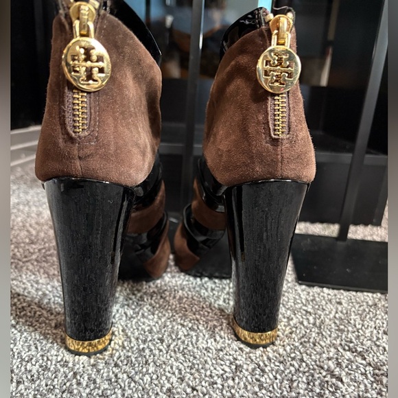 Tory Burch Black and Brown Heeled Boots - Picture 7 of 16
